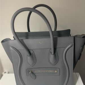 Authentic Celine Charcoal Micro Luggage Leather Tote. Never Used !